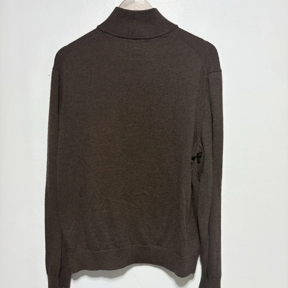 Banana Republic Sweater Mens XL Brown Zip Neck Merino Wool Long Sleeve Pullover